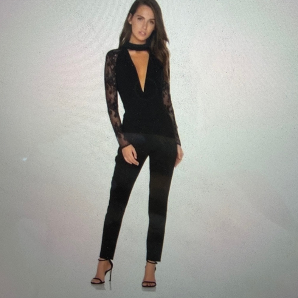 Elegant Black Lace Sleeve Jumpsuit NEW WITH TAGS